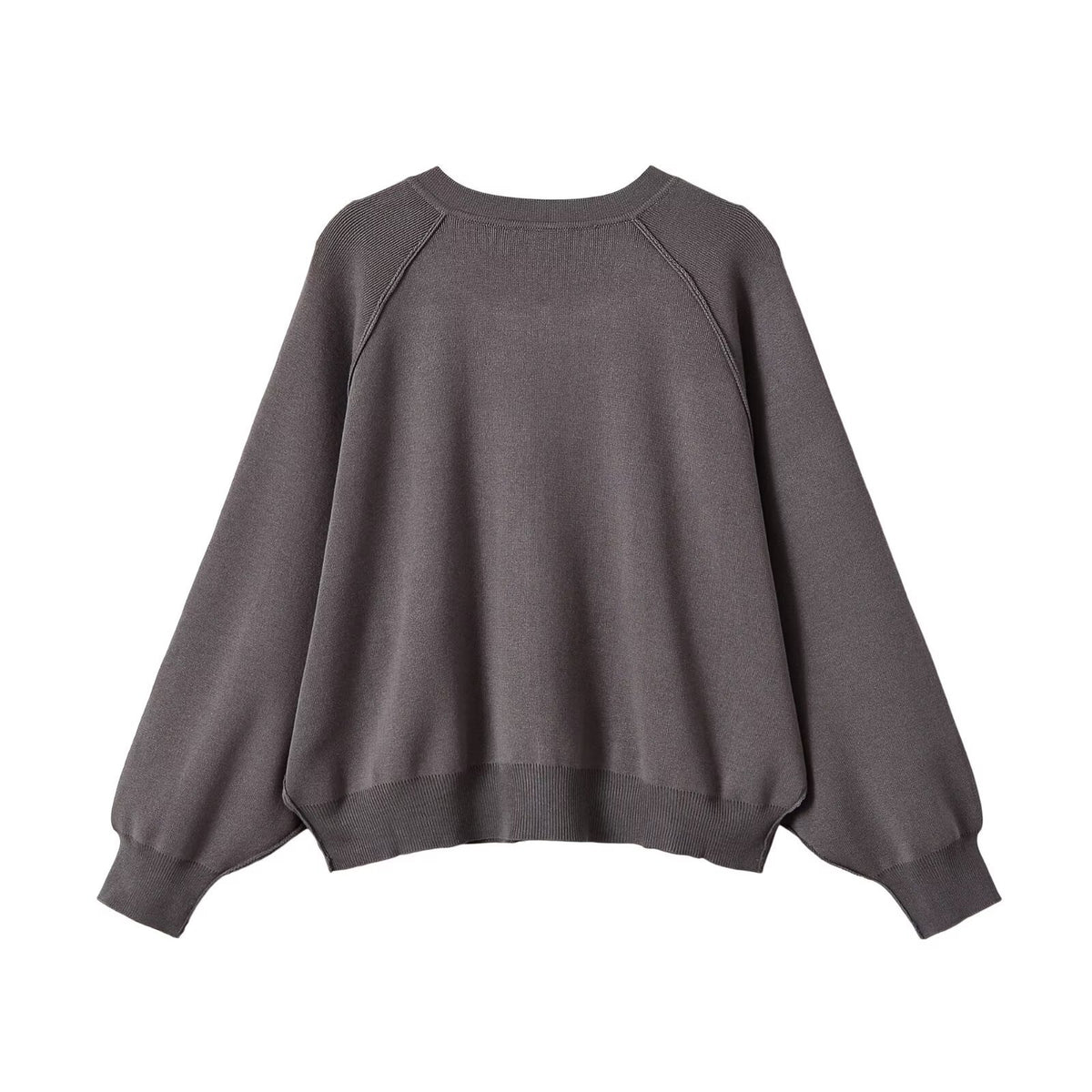 Zipper round neck long sleeved knitted sweater jacket