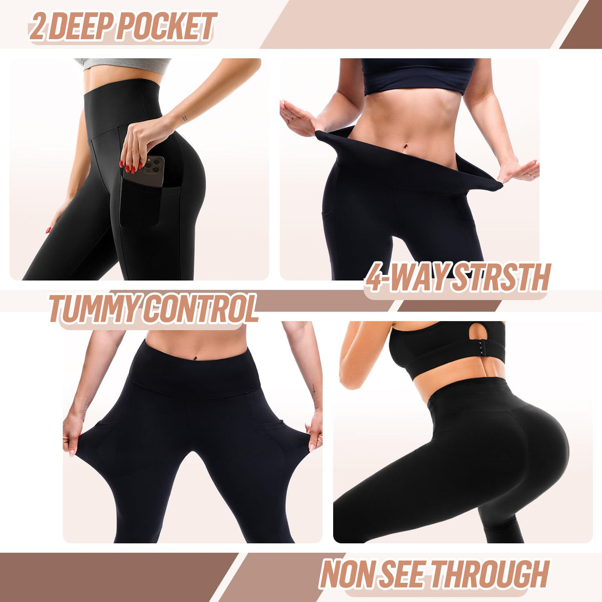 High Waisted Leggings Women with Pockets